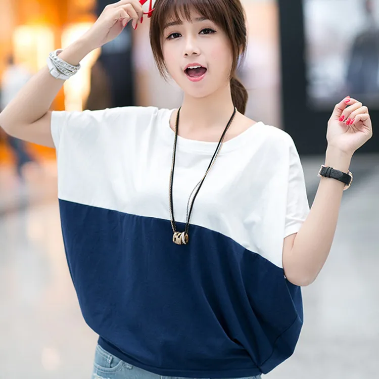 Plus Size Women's Loose Batwing Short Sleeve T-Shirt - Korean Style Summer Trendy Top for Chubby Girls thumbnail 3