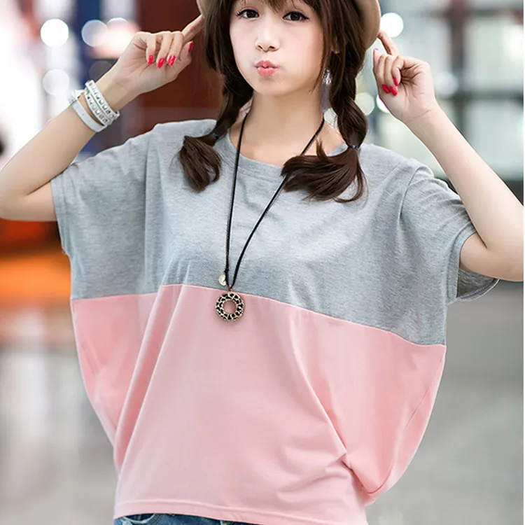 Plus Size Women's Loose Batwing Short Sleeve T-Shirt - Korean Style Summer Trendy Top for Chubby Girls thumbnail 2
