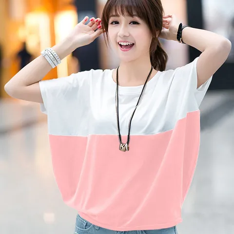 Plus Size Women's Loose Batwing Short Sleeve T-Shirt - Korean Style Summer Trendy Top for Chubby Girls thumbnail 7