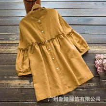 Japanese Style Cotton Linen T-Shirt for Men - Casual Loose Fit Round Neck Back Fork Three-Quarter Sleeve Pullover Top showcase 10