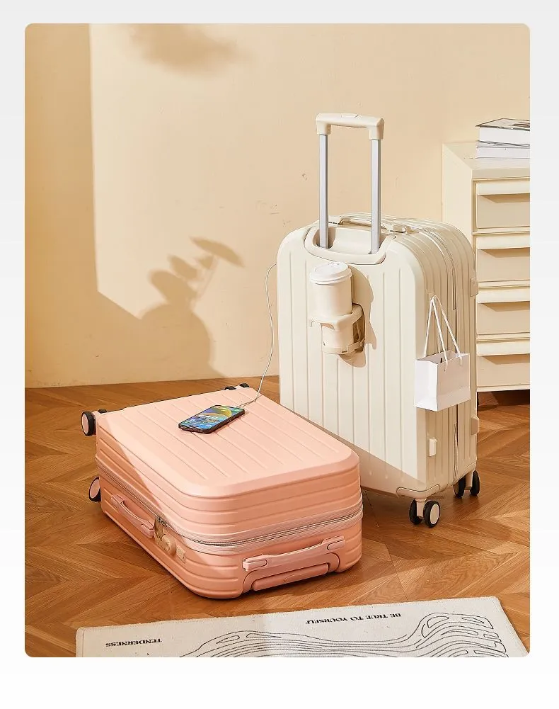 2025 New Women's Fashion Trolley Suitcase Set - 20" Carry-On & 24" Checked Luggage, Durable Leather Travel Case with Password Lock, Ideal for Mother-in-Law Travel showcase 14