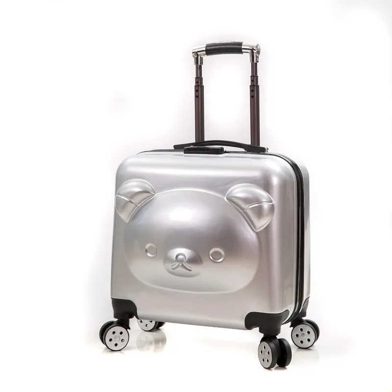 Cute Bear Cartoon Rolling Luggage for Kids, 20-Inch Zipper Suitcase with Universal Wheels, Durable Travel Trolley Case, Ideal Student Gift - Image 3