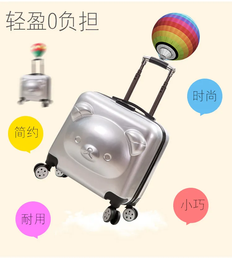 Cute Bear Cartoon Rolling Luggage for Kids, 20-Inch Zipper Suitcase with Universal Wheels, Durable Travel Trolley Case, Ideal Student Gift showcase 12