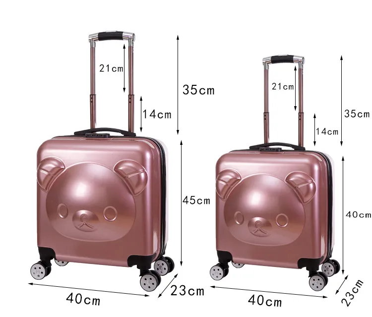 Cute Bear Cartoon Rolling Luggage for Kids, 20-Inch Zipper Suitcase with Universal Wheels, Durable Travel Trolley Case, Ideal Student Gift showcase 14