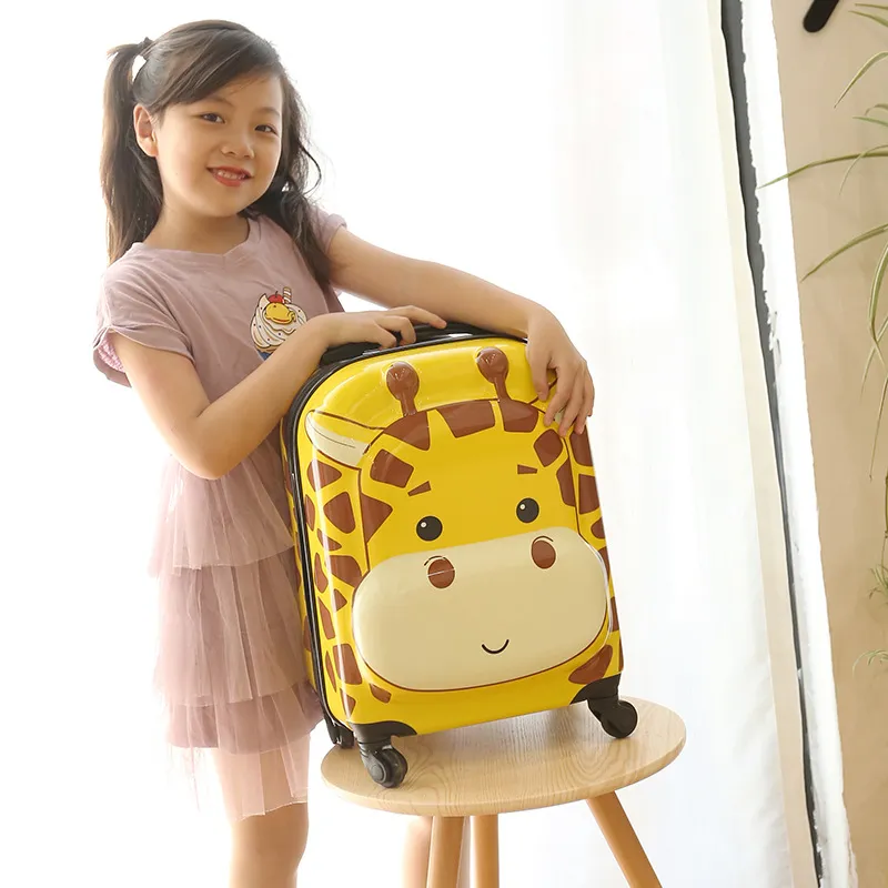 Cute Cartoon Animal 3D Stereo Kids Suitcase - 18-Inch Universal Wheel Luggage for Students, Customizable Printing Available - Image 3