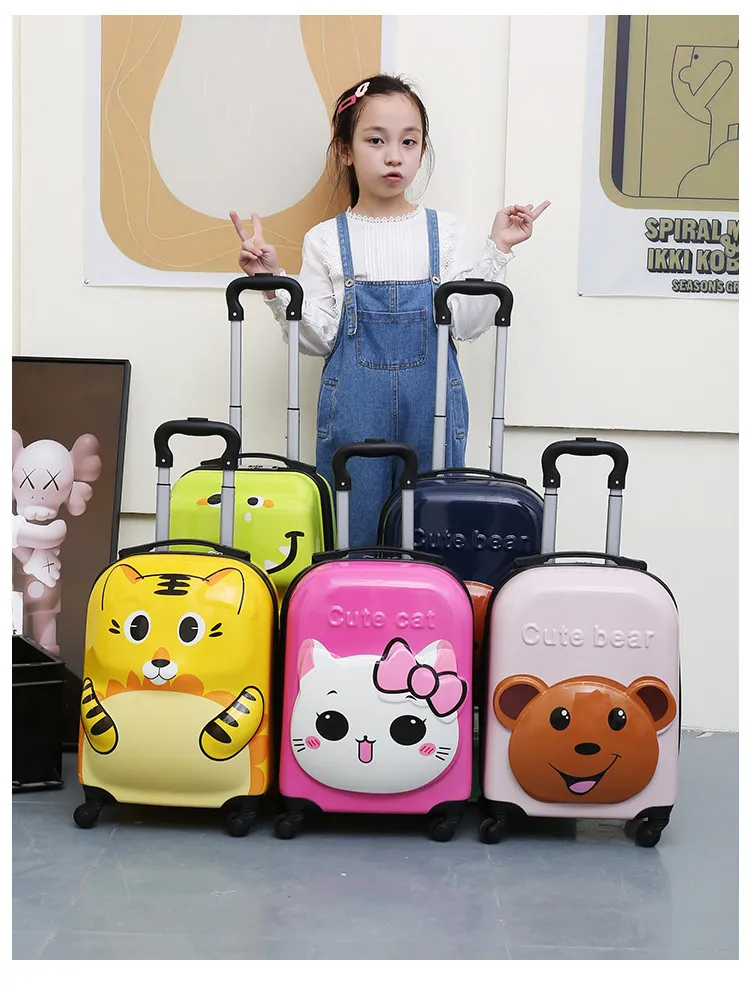 Cute Cartoon Animal 3D Stereo Kids Suitcase - 18-Inch Universal Wheel Luggage for Students, Customizable Printing Available showcase 6