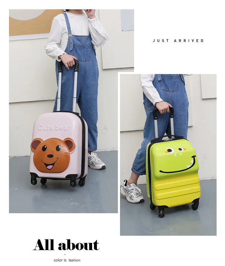 Cute Cartoon Animal 3D Stereo Kids Suitcase - 18-Inch Universal Wheel Luggage for Students, Customizable Printing Available showcase 14