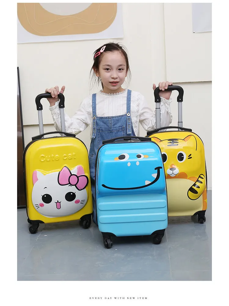 Cute Cartoon Animal 3D Stereo Kids Suitcase - 18-Inch Universal Wheel Luggage for Students, Customizable Printing Available showcase 9
