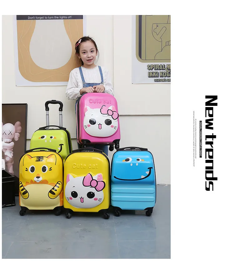 Cute Cartoon Animal 3D Stereo Kids Suitcase - 18-Inch Universal Wheel Luggage for Students, Customizable Printing Available showcase 7