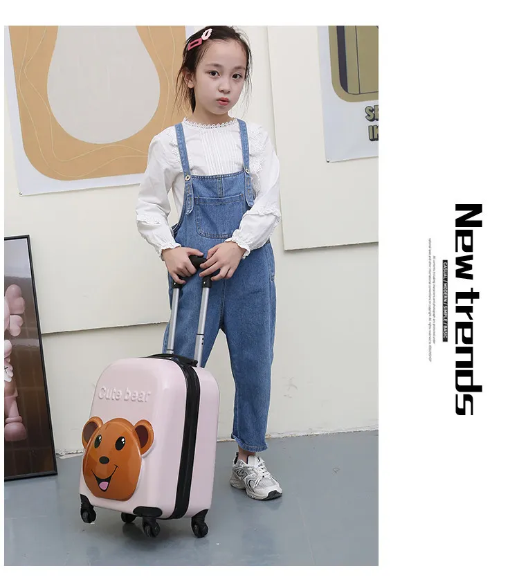 Cute Cartoon Animal 3D Stereo Kids Suitcase - 18-Inch Universal Wheel Luggage for Students, Customizable Printing Available showcase 12