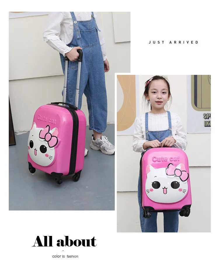 Cute Cartoon Animal 3D Stereo Kids Suitcase - 18-Inch Universal Wheel Luggage for Students, Customizable Printing Available showcase 20