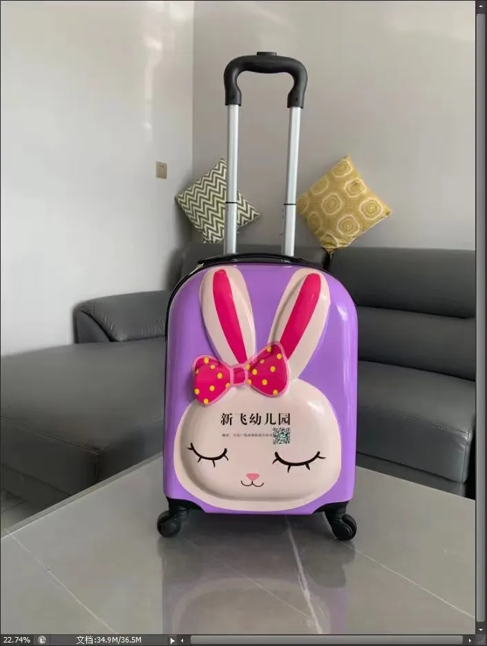 Cute Cartoon Animal 3D Stereo Kids Suitcase - 18-Inch Universal Wheel Luggage for Students, Customizable Printing Available showcase 1