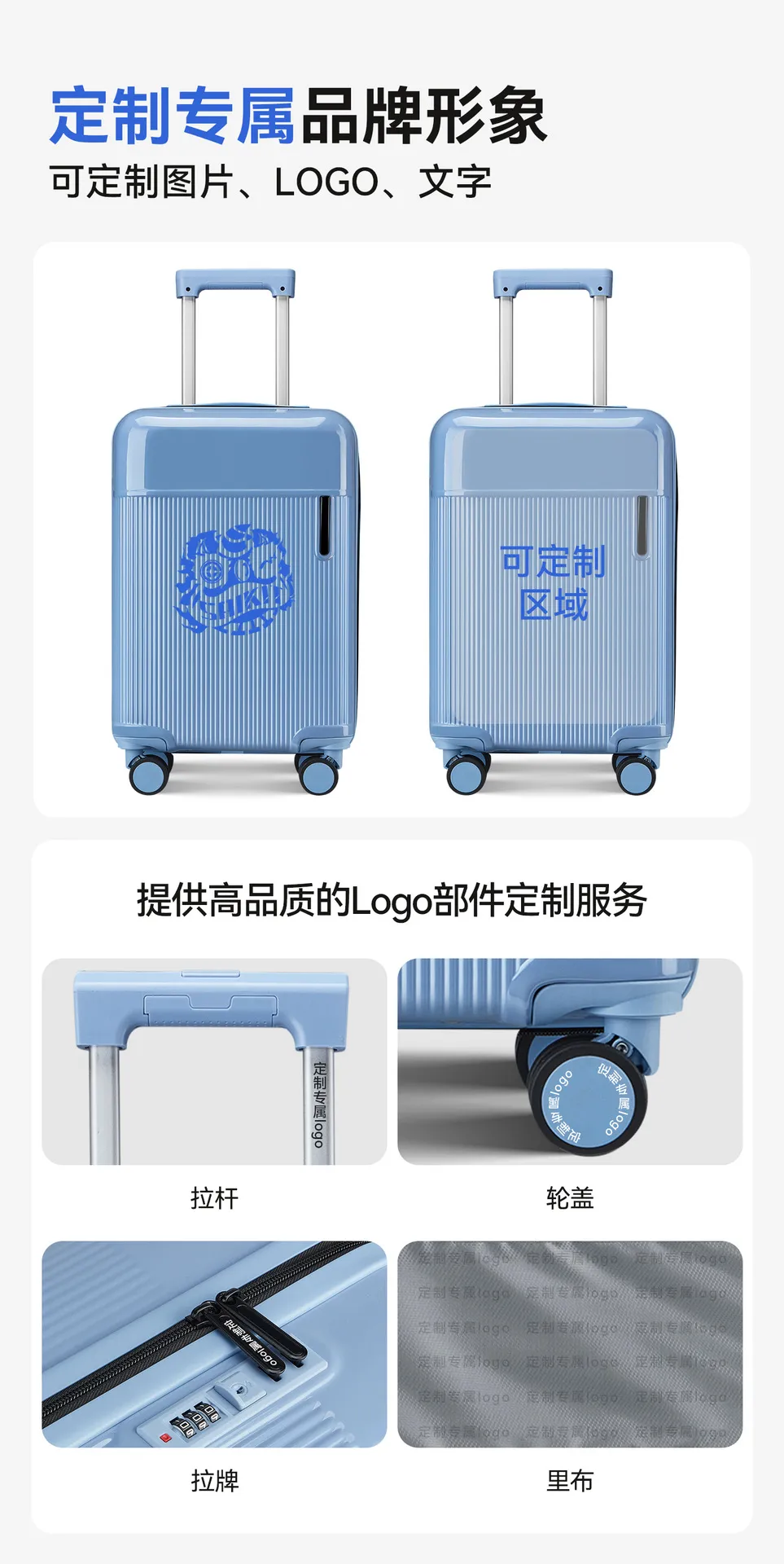 Durable Anti-Fall 24-Inch Large Capacity Password Trolley Suitcase Set - Two-Piece Luggage for Travel showcase 17