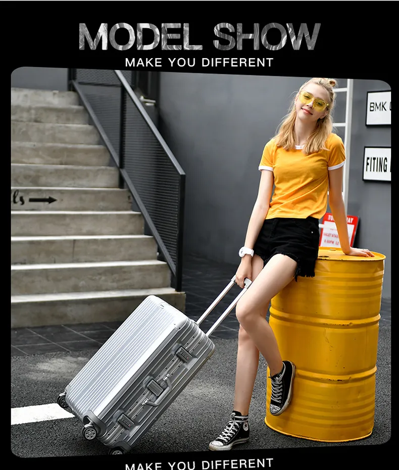 Luxury Anti-Scratch Aluminum Frame Trolley Suitcase Luggage - 20-29 Inch Travel Bag for Men & Women, Durable Hardshell Rolling Suitcase for Business & Leisure Trips showcase 9