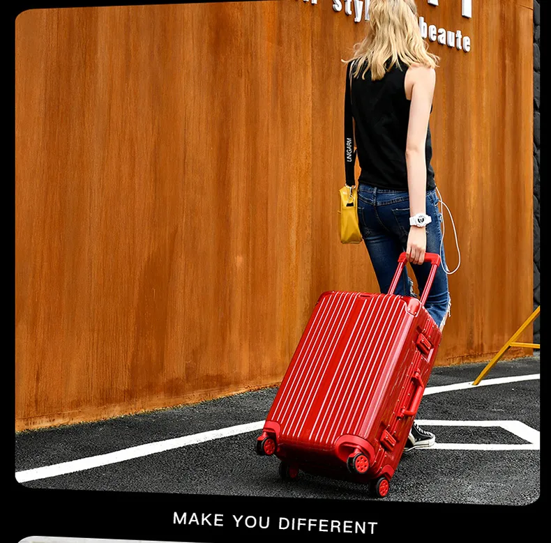 Luxury Anti-Scratch Aluminum Frame Trolley Suitcase Luggage - 20-29 Inch Travel Bag for Men & Women, Durable Hardshell Rolling Suitcase for Business & Leisure Trips showcase 16