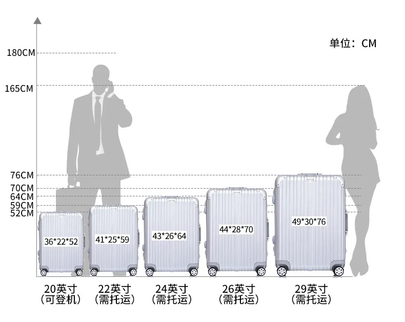 Luxury Anti-Scratch Aluminum Frame Trolley Suitcase Luggage - 20-29 Inch Travel Bag for Men & Women, Durable Hardshell Rolling Suitcase for Business & Leisure Trips showcase 19