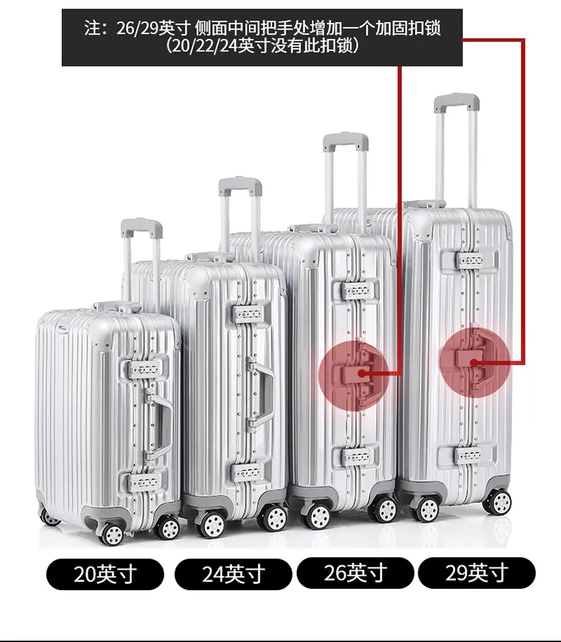 Luxury Anti-Scratch Aluminum Frame Trolley Suitcase Luggage - 20-29 Inch Travel Bag for Men & Women, Durable Hardshell Rolling Suitcase for Business & Leisure Trips showcase 20