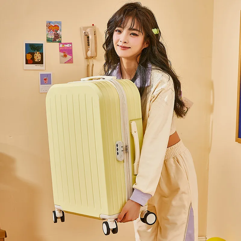 Women's Lightweight 20-inch Trolley Suitcase with Password Lock and 4-Way Spinner Wheels, Japanese Style Small Fresh Luggage for Students and Travelers thumbnail 4