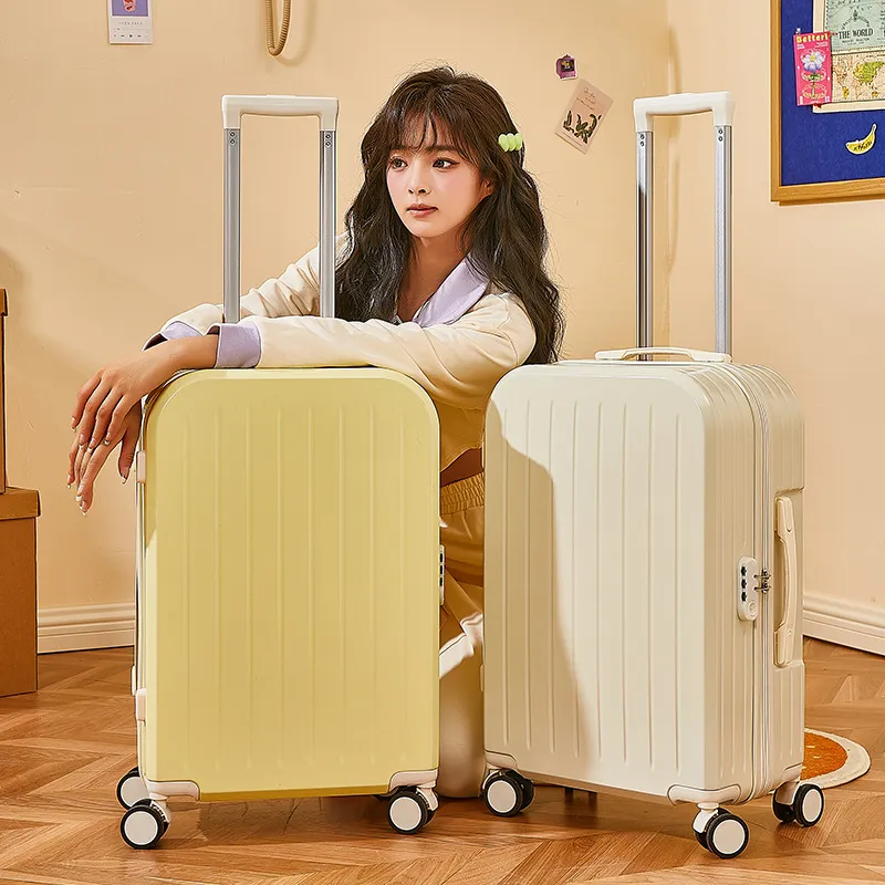 Women's Lightweight 20-inch Trolley Suitcase with Password Lock and 4-Way Spinner Wheels, Japanese Style Small Fresh Luggage for Students and Travelers thumbnail 1