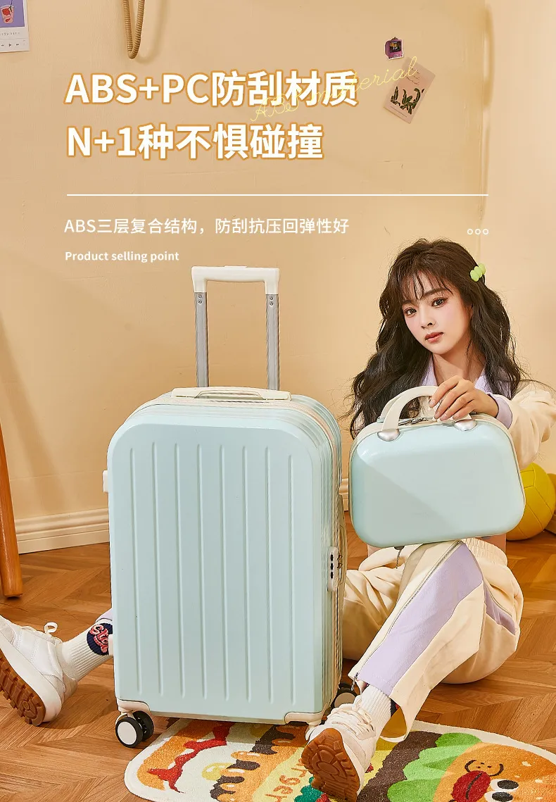 Women's Lightweight 20-inch Trolley Suitcase with Password Lock and 4-Way Spinner Wheels, Japanese Style Small Fresh Luggage for Students and Travelers showcase 7