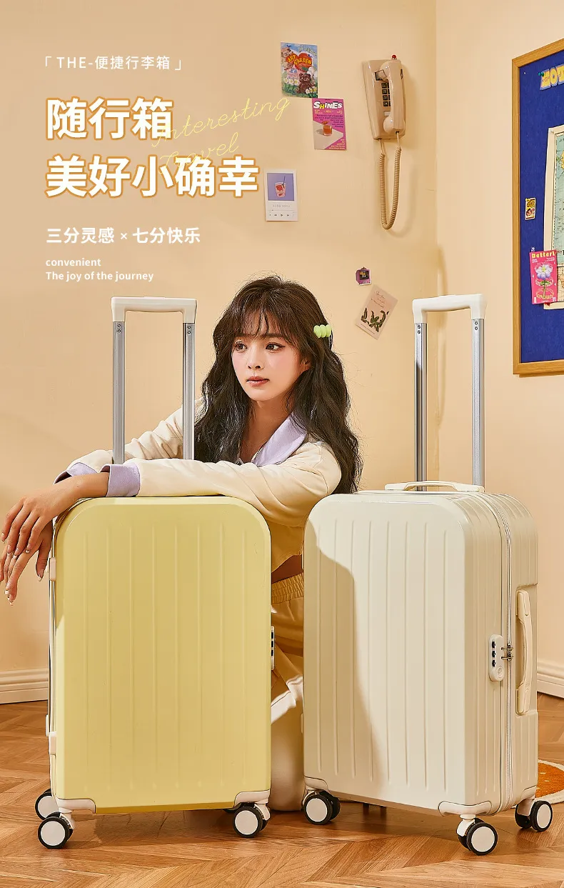 Women's Lightweight 20-inch Trolley Suitcase with Password Lock and 4-Way Spinner Wheels, Japanese Style Small Fresh Luggage for Students and Travelers showcase 3