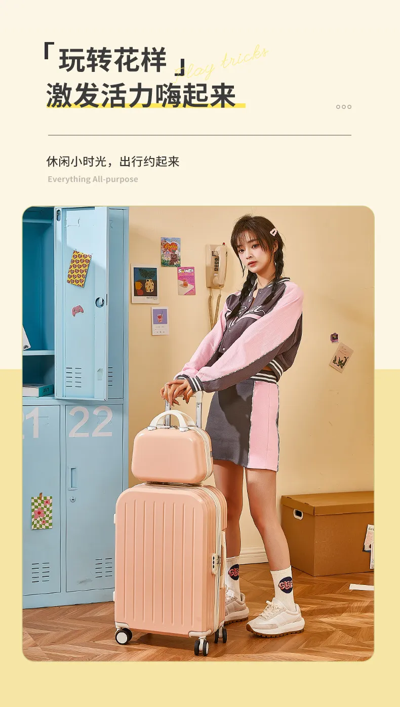 Women's Lightweight 20-inch Trolley Suitcase with Password Lock and 4-Way Spinner Wheels, Japanese Style Small Fresh Luggage for Students and Travelers showcase 9
