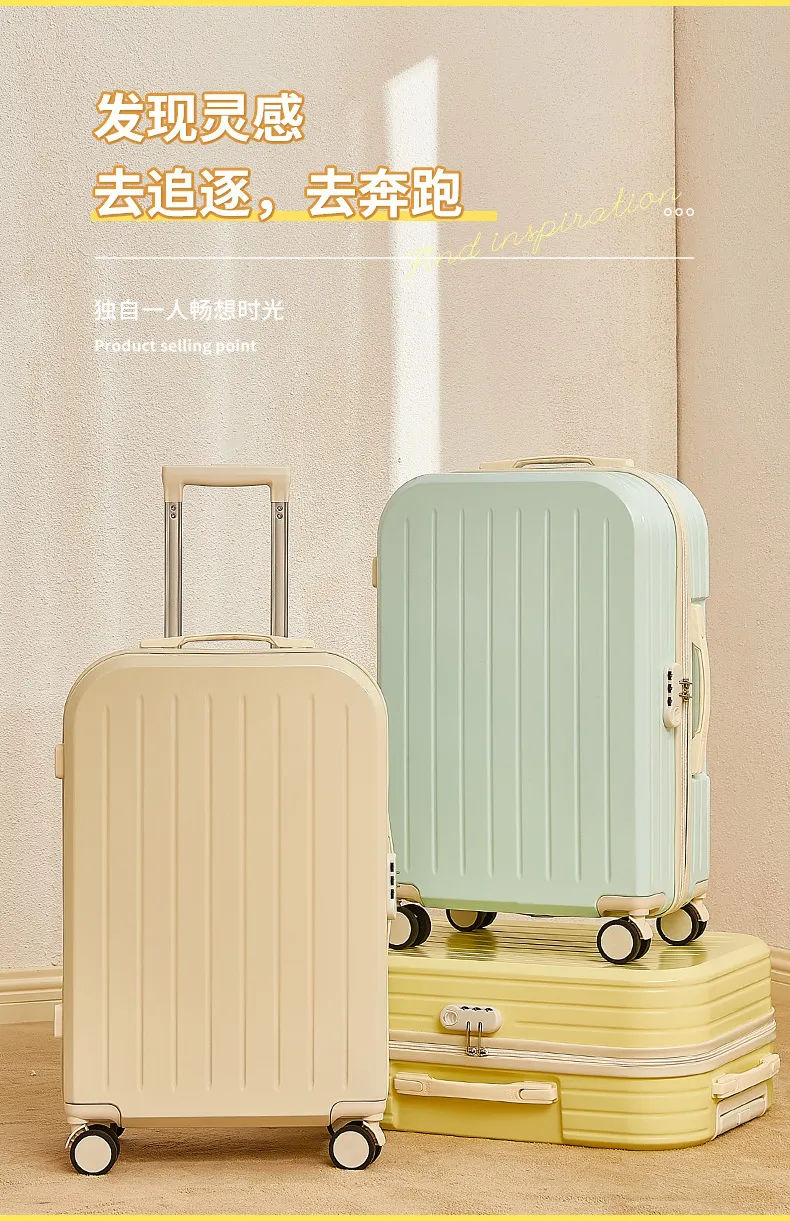 Women's Lightweight 20-inch Trolley Suitcase with Password Lock and 4-Way Spinner Wheels, Japanese Style Small Fresh Luggage for Students and Travelers showcase 15