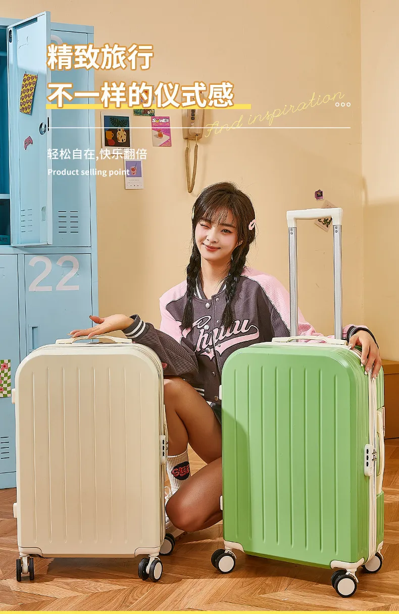 Women's Lightweight 20-inch Trolley Suitcase with Password Lock and 4-Way Spinner Wheels, Japanese Style Small Fresh Luggage for Students and Travelers showcase 17