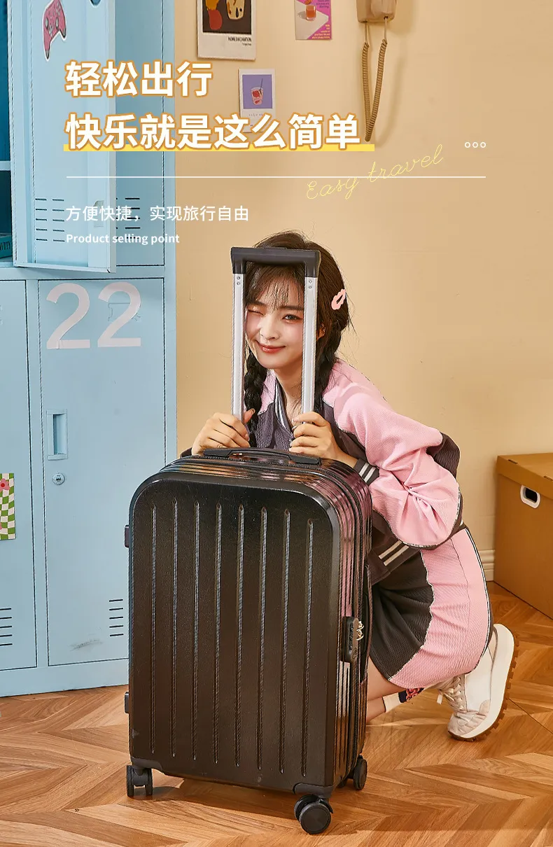 Women's Lightweight 20-inch Trolley Suitcase with Password Lock and 4-Way Spinner Wheels, Japanese Style Small Fresh Luggage for Students and Travelers showcase 13