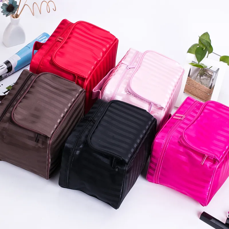 Portable Foldable Jacquard Cosmetic Bag for Women - Large Capacity Travel Toiletry Organizer with Jewelry Storage, Ideal for Travel Supplies thumbnail 3
