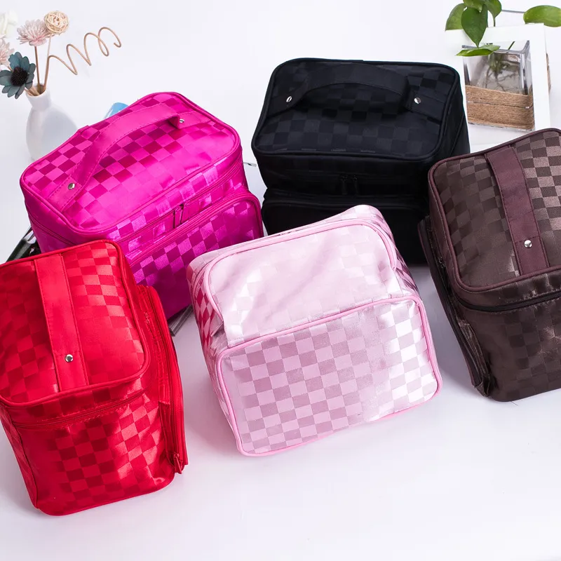 Portable Foldable Jacquard Cosmetic Bag for Women - Large Capacity Travel Toiletry Organizer with Jewelry Storage, Ideal for Travel Supplies thumbnail 4