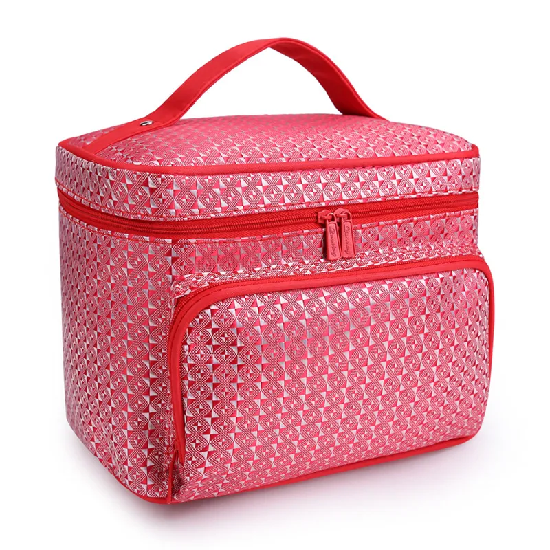 Portable Foldable Jacquard Cosmetic Bag for Women - Large Capacity Travel Toiletry Organizer with Jewelry Storage, Ideal for Travel Supplies thumbnail 6