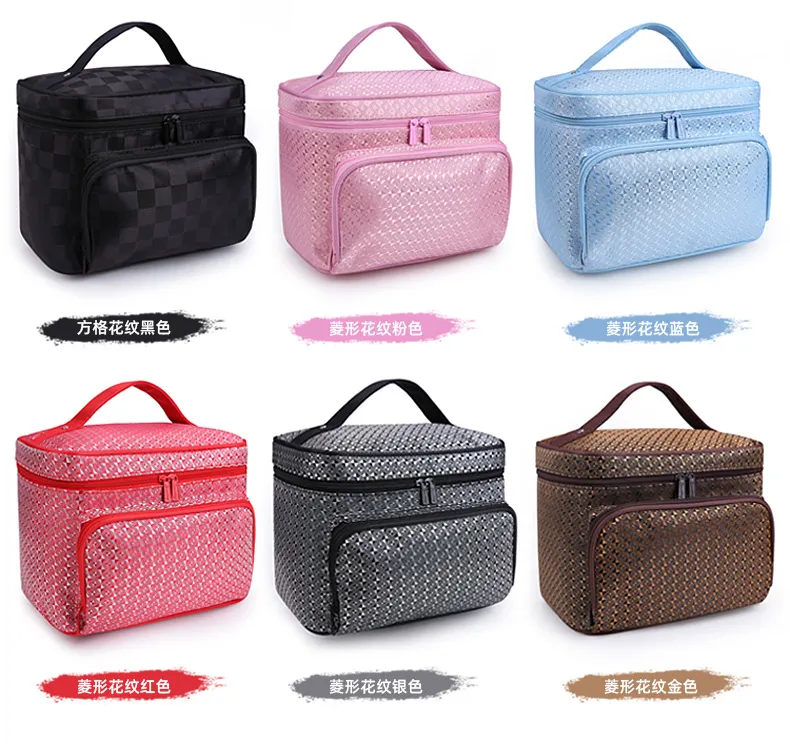 Portable Foldable Jacquard Cosmetic Bag for Women - Large Capacity Travel Toiletry Organizer with Jewelry Storage, Ideal for Travel Supplies showcase 3