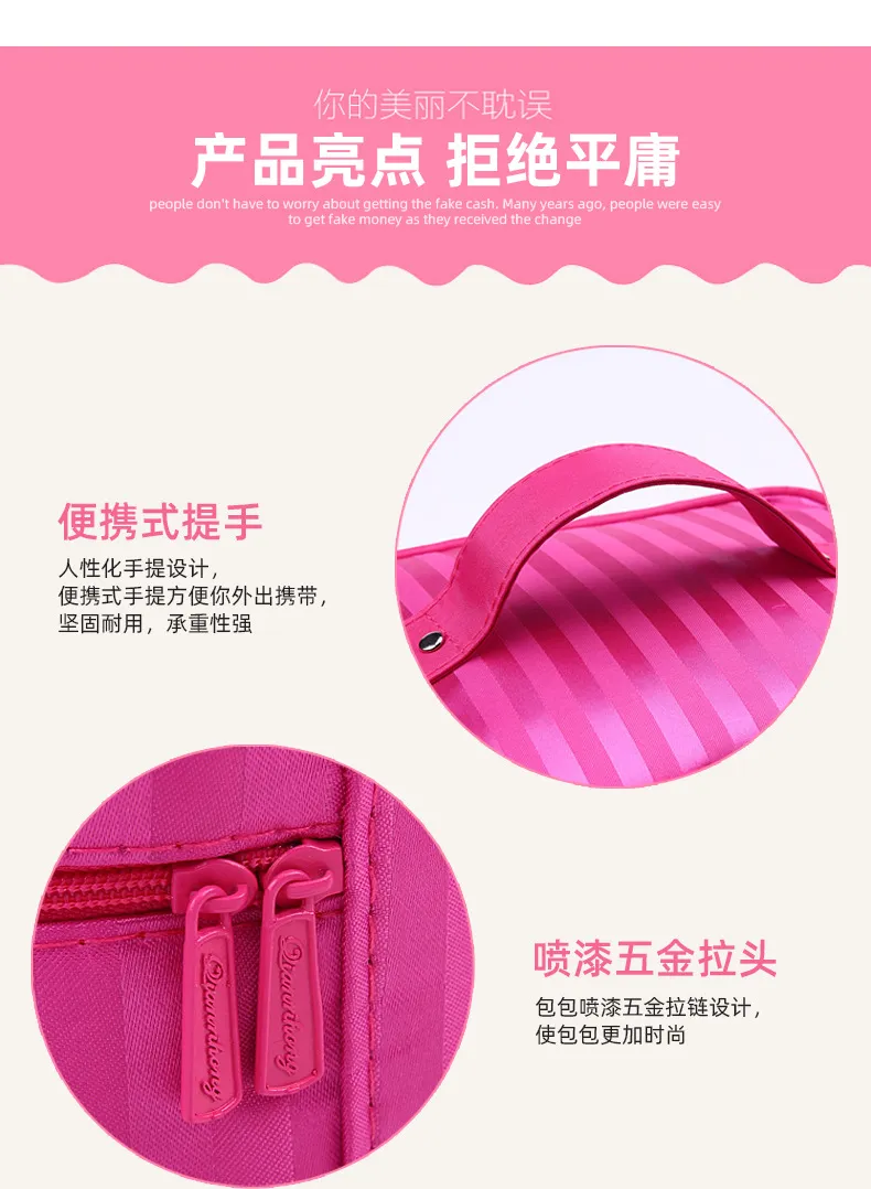 Portable Foldable Jacquard Cosmetic Bag for Women - Large Capacity Travel Toiletry Organizer with Jewelry Storage, Ideal for Travel Supplies showcase 4