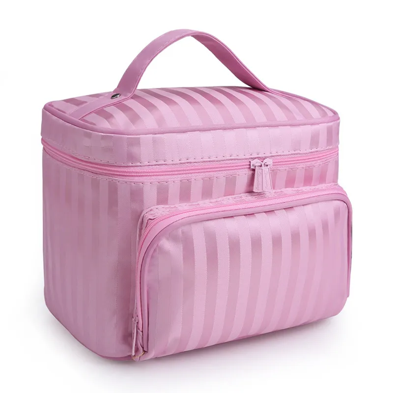 Portable Foldable Jacquard Cosmetic Bag for Women - Large Capacity Travel Toiletry Organizer with Jewelry Storage, Ideal for Travel Supplies thumbnail 10