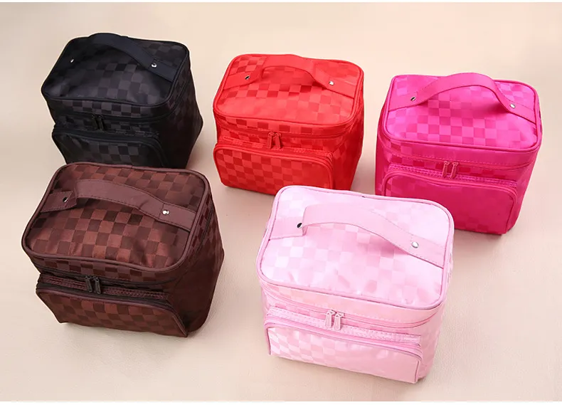 Portable Foldable Jacquard Cosmetic Bag for Women - Large Capacity Travel Toiletry Organizer with Jewelry Storage, Ideal for Travel Supplies showcase 8