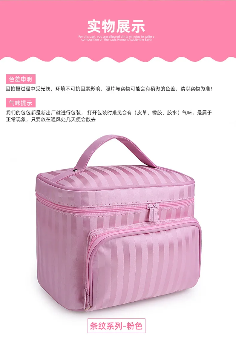 Portable Foldable Jacquard Cosmetic Bag for Women - Large Capacity Travel Toiletry Organizer with Jewelry Storage, Ideal for Travel Supplies showcase 10
