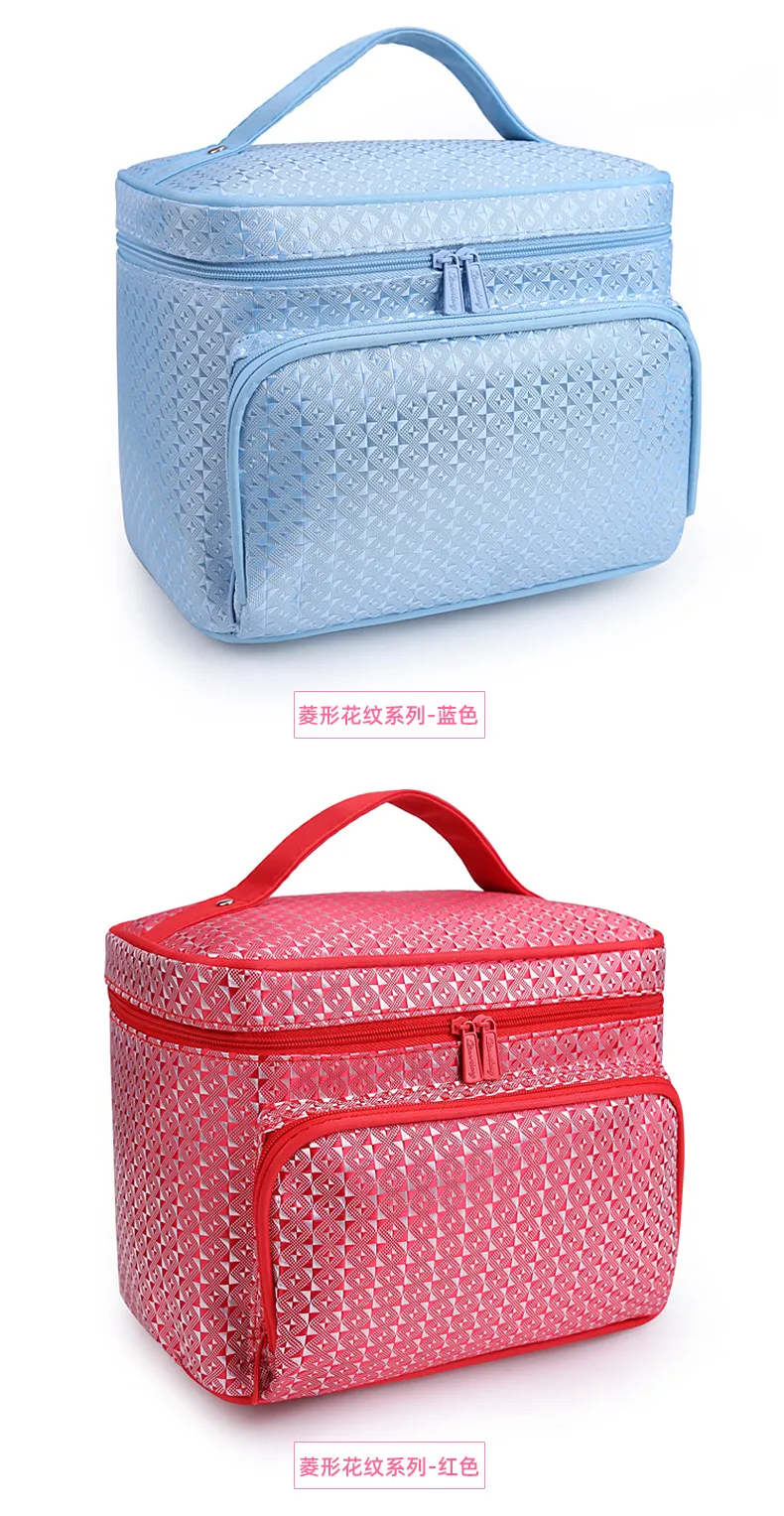 Portable Foldable Jacquard Cosmetic Bag for Women - Large Capacity Travel Toiletry Organizer with Jewelry Storage, Ideal for Travel Supplies showcase 15