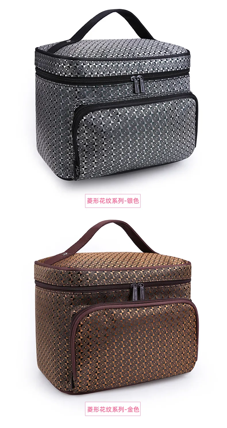Portable Foldable Jacquard Cosmetic Bag for Women - Large Capacity Travel Toiletry Organizer with Jewelry Storage, Ideal for Travel Supplies showcase 17