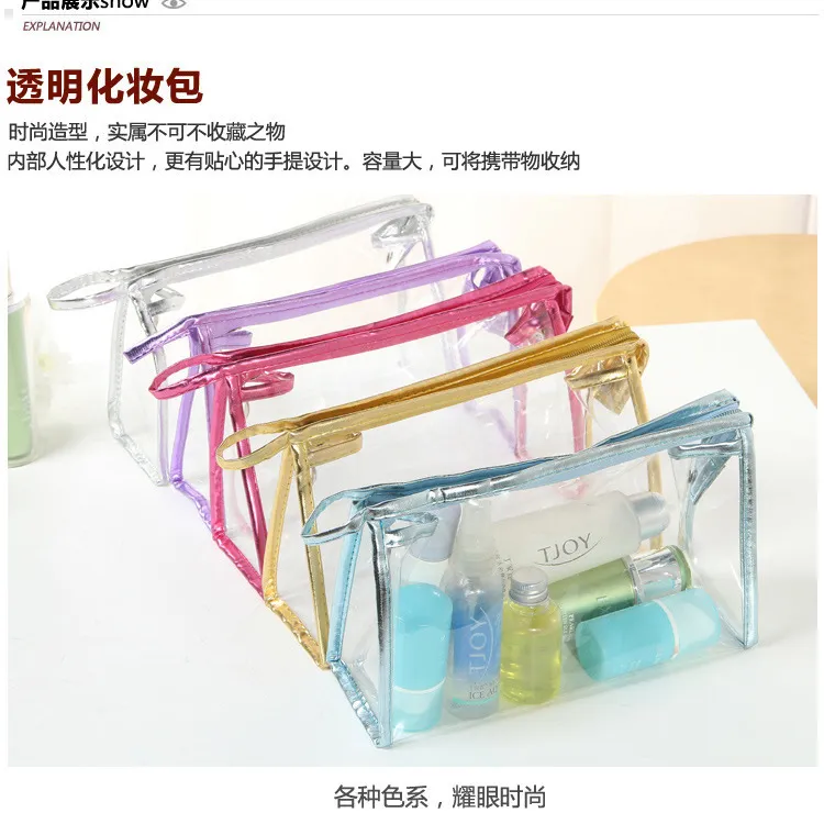 Transparent Portable Cosmetic Bag for Women, Fashionable Travel Toiletry Organizer, Clear Makeup Pouch, Versatile Storage Briefcase for Beauty Essentials showcase 3