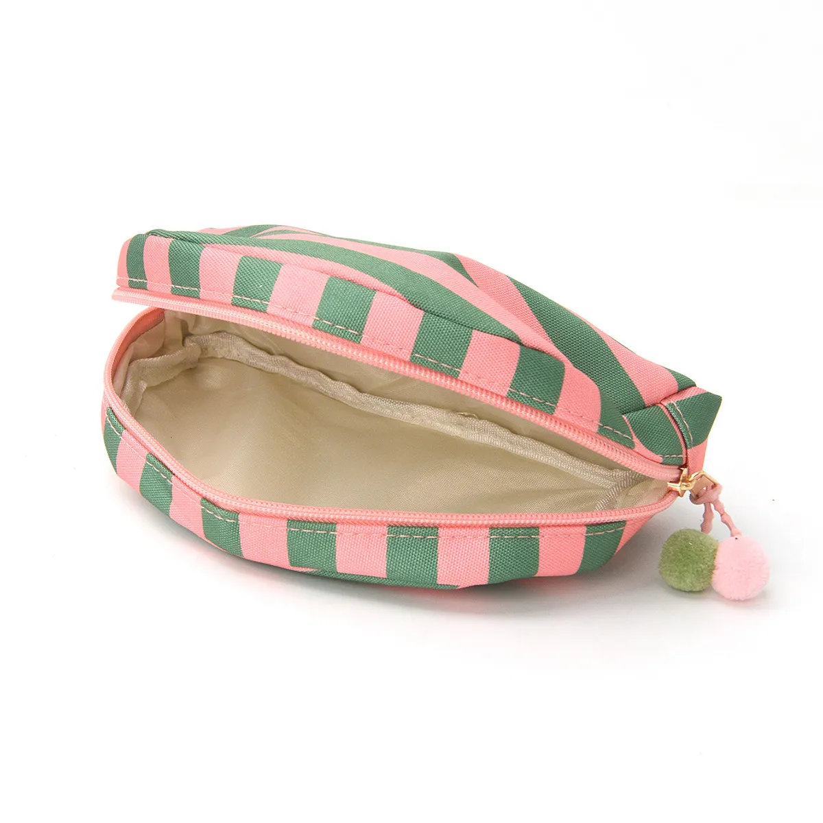 Striped Shell Cosmetic Bag Large Capacity Dopamine Storage Pouch Simple Travel Makeup Organizer Bag for Women - Image 3