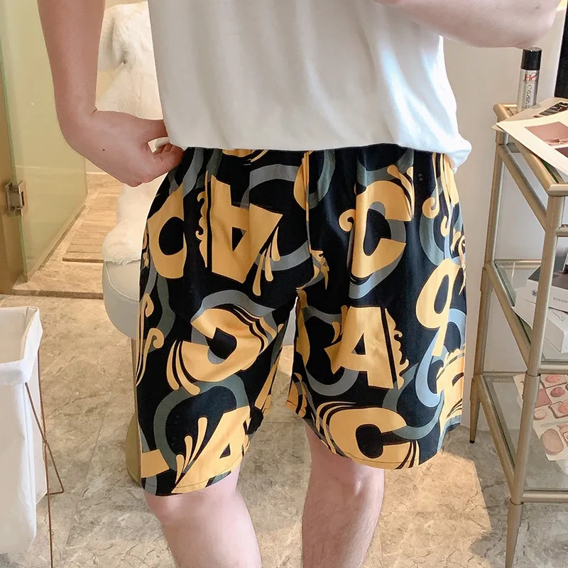 Men's Cotton Silk Pajama Pants - Lightweight Printed Letter Casual Shorts, Plus Size Summer Loungewear thumbnail 3