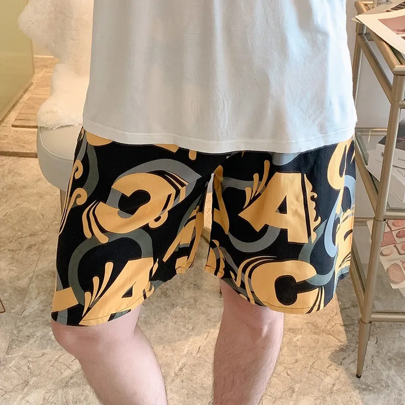 Men's Cotton Silk Pajama Pants - Lightweight Printed Letter Casual Shorts, Plus Size Summer Loungewear thumbnail 2