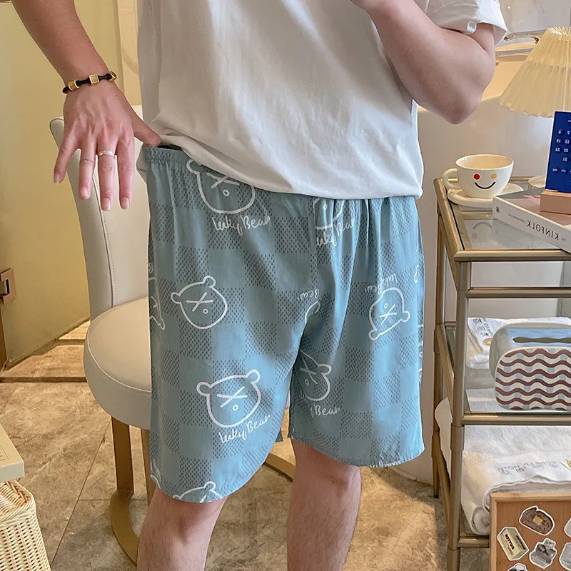 Men's Cotton Silk Pajama Pants - Lightweight Printed Letter Casual Shorts, Plus Size Summer Loungewear thumbnail 8