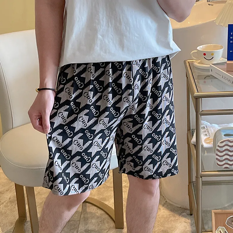 Men's Cotton Silk Pajama Pants - Lightweight Printed Letter Casual Shorts, Plus Size Summer Loungewear thumbnail 7