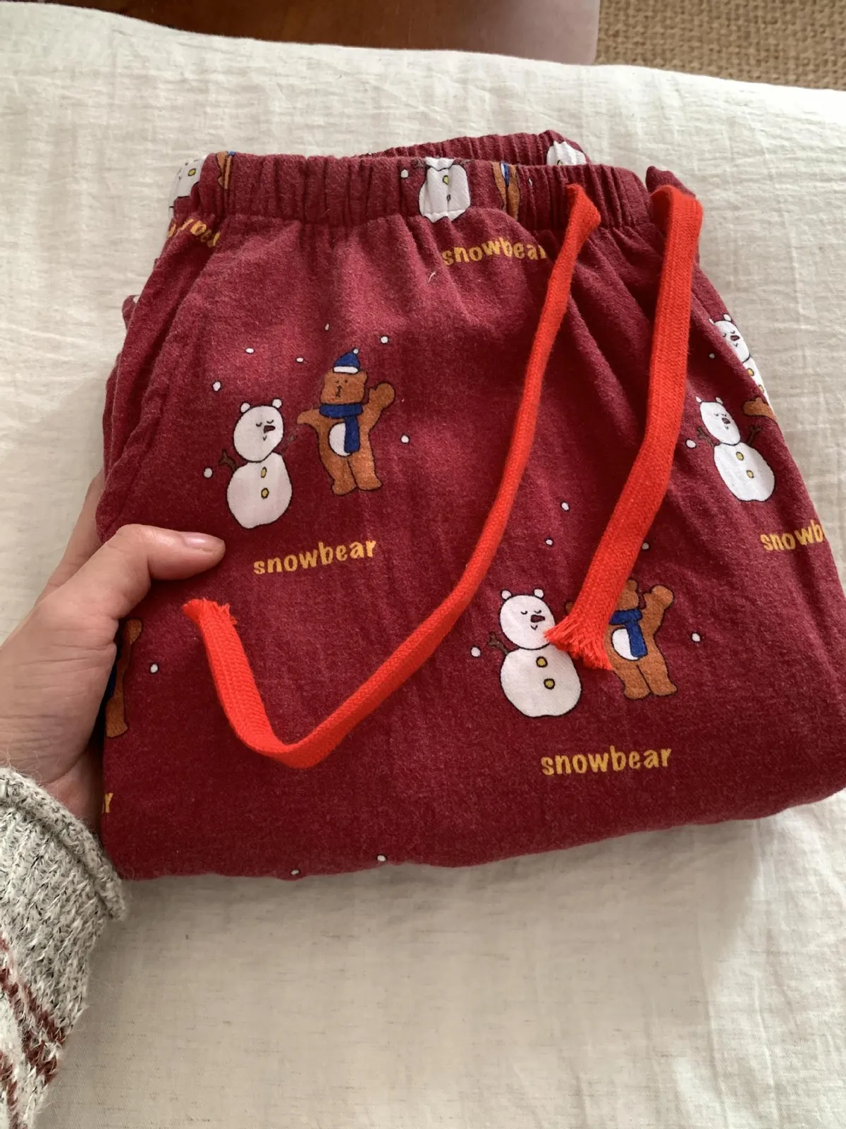 Autumn New Red Series 100% Cotton Pajama Pants Loose Fit Comfortable Cartoon Print Brushed Home Sleepwear for Women showcase 7