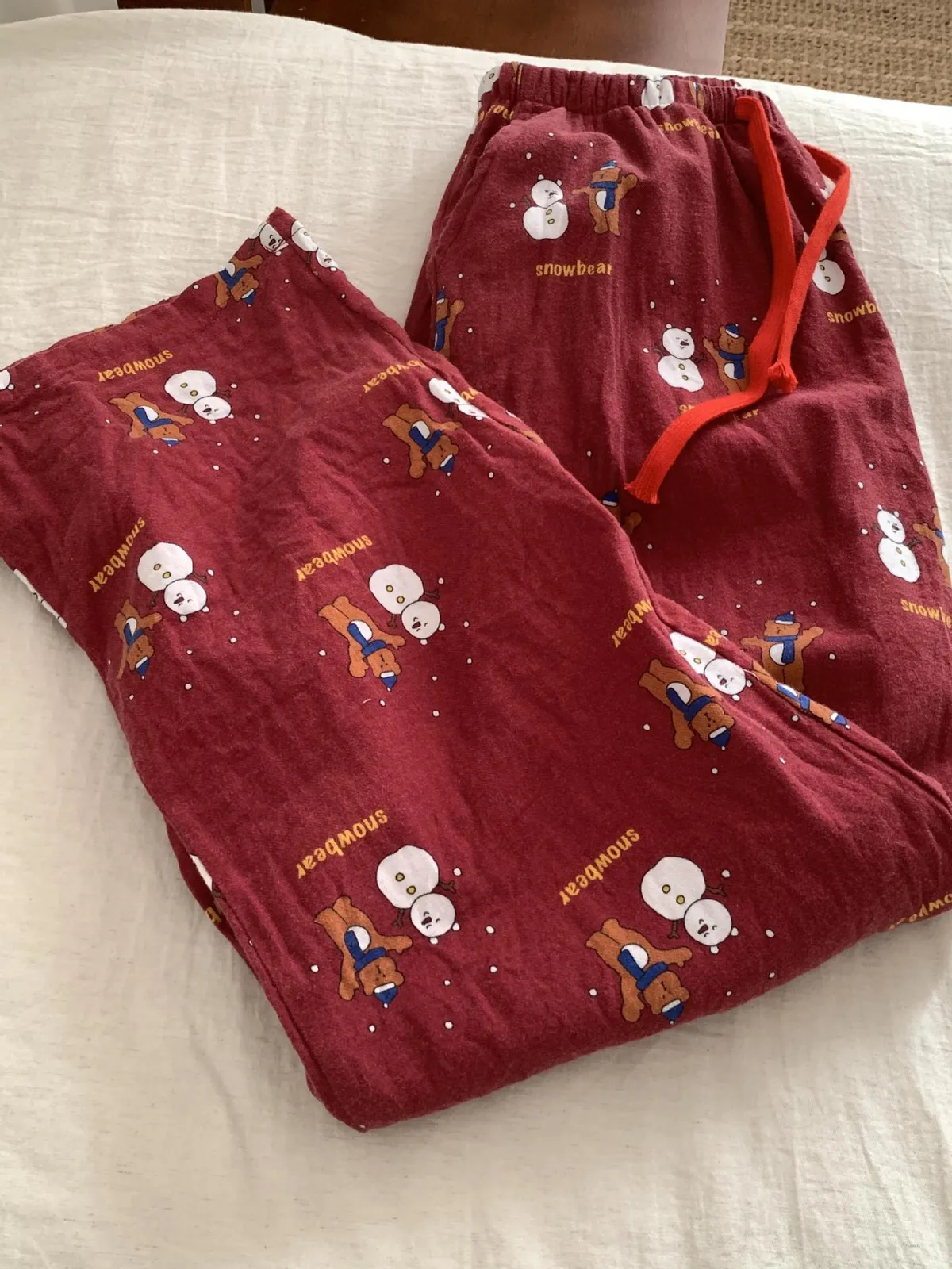 Autumn New Red Series 100% Cotton Pajama Pants Loose Fit Comfortable Cartoon Print Brushed Home Sleepwear for Women showcase 6