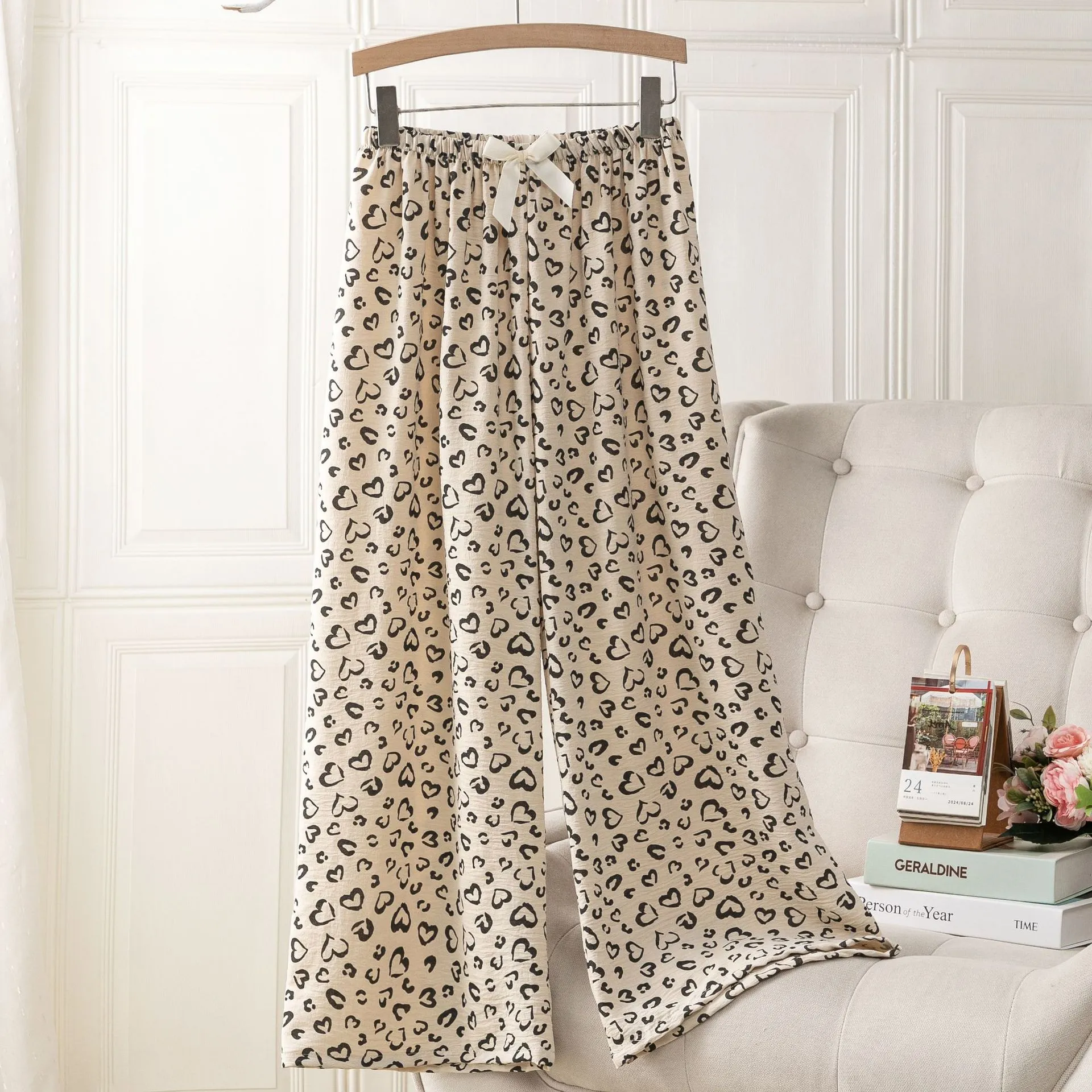 Women's Ice Silk Pajama Pants Summer Cartoon Print Home Loungewear High Waist Casual Thin Large Size Long Pants thumbnail 9