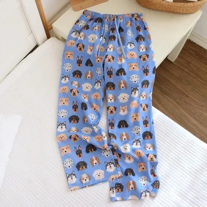 Soft Cotton Flannel Pajama Pants for Women - Cartoon Print, Loose Fit, Straight Leg, Plus Size, Comfortable Loungewear for Home showcase 1