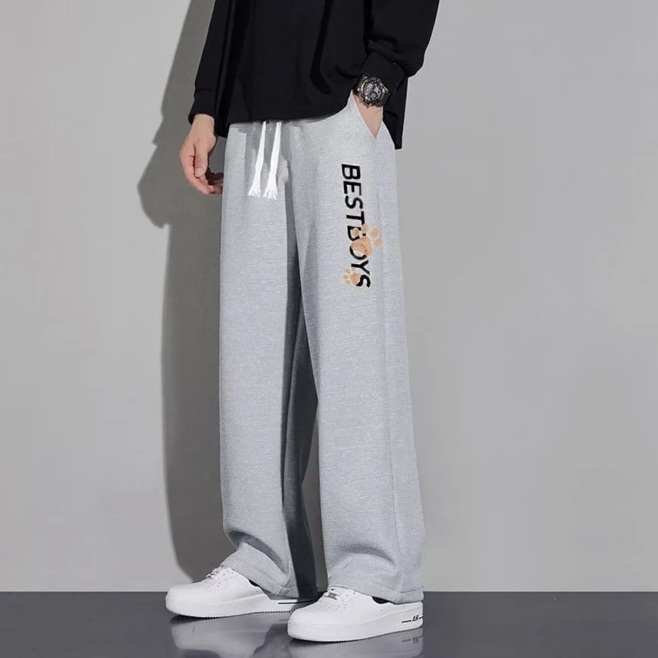 Men's Casual Sweatpants Loose Fit Straight Leg Joggers Breathable Lightweight Sports Pants for Spring Autumn Youth Wide Leg Trousers thumbnail 7